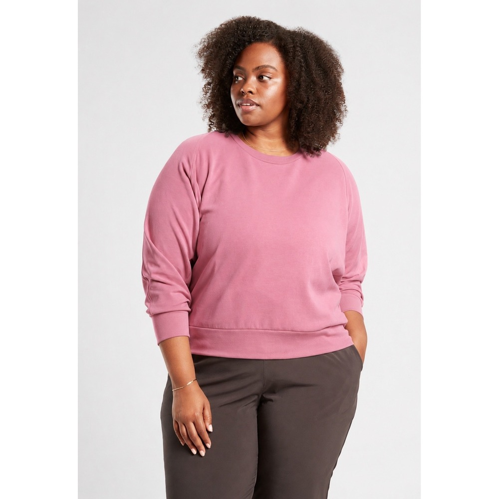 Athleta Seasoft Scoop Neck Sweatshirt 1X‎ Pink Modal Raglan Pullover 982334